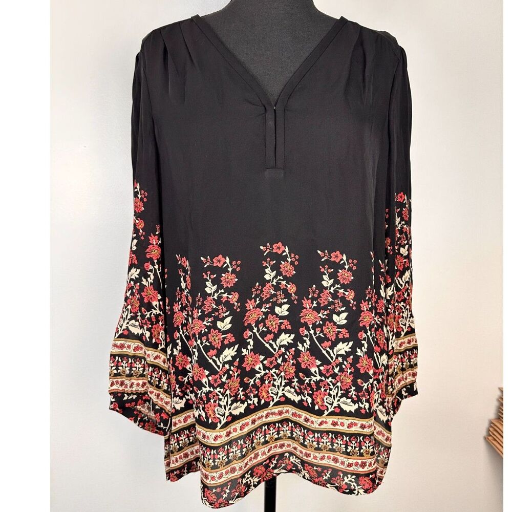 Joie Riva 100% Silk Floral Peasant Blouse M Boho Bishop Sleeve Designer Boho